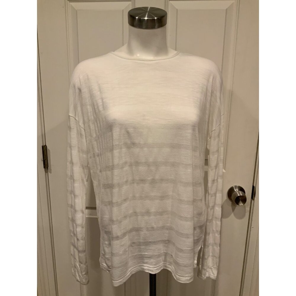 Vince White Lightweight Round Neck Long Sleeve Top, Size XS